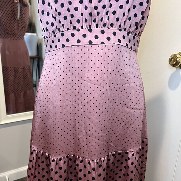 Ted Baker Izzie Dusty Pink Mix Polka Dot Midi Dress, Size 2 (US Size 6) - Picture 6 of 16